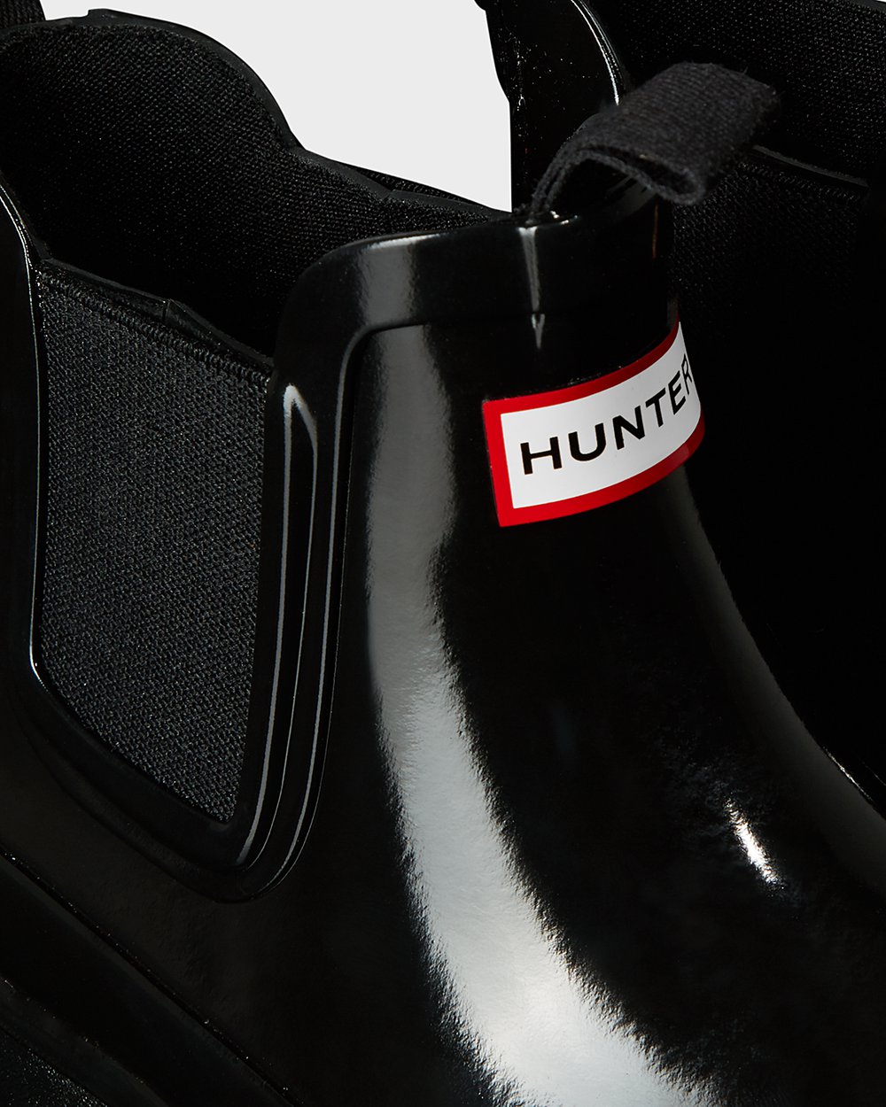 Kids Hunter Original Big Gloss | Chelsea Boots Black | NZ-17038-ERPV